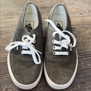 Vans Charcoal Suede Shoes with White Accents Size 5 mens Size 6.5 women’s